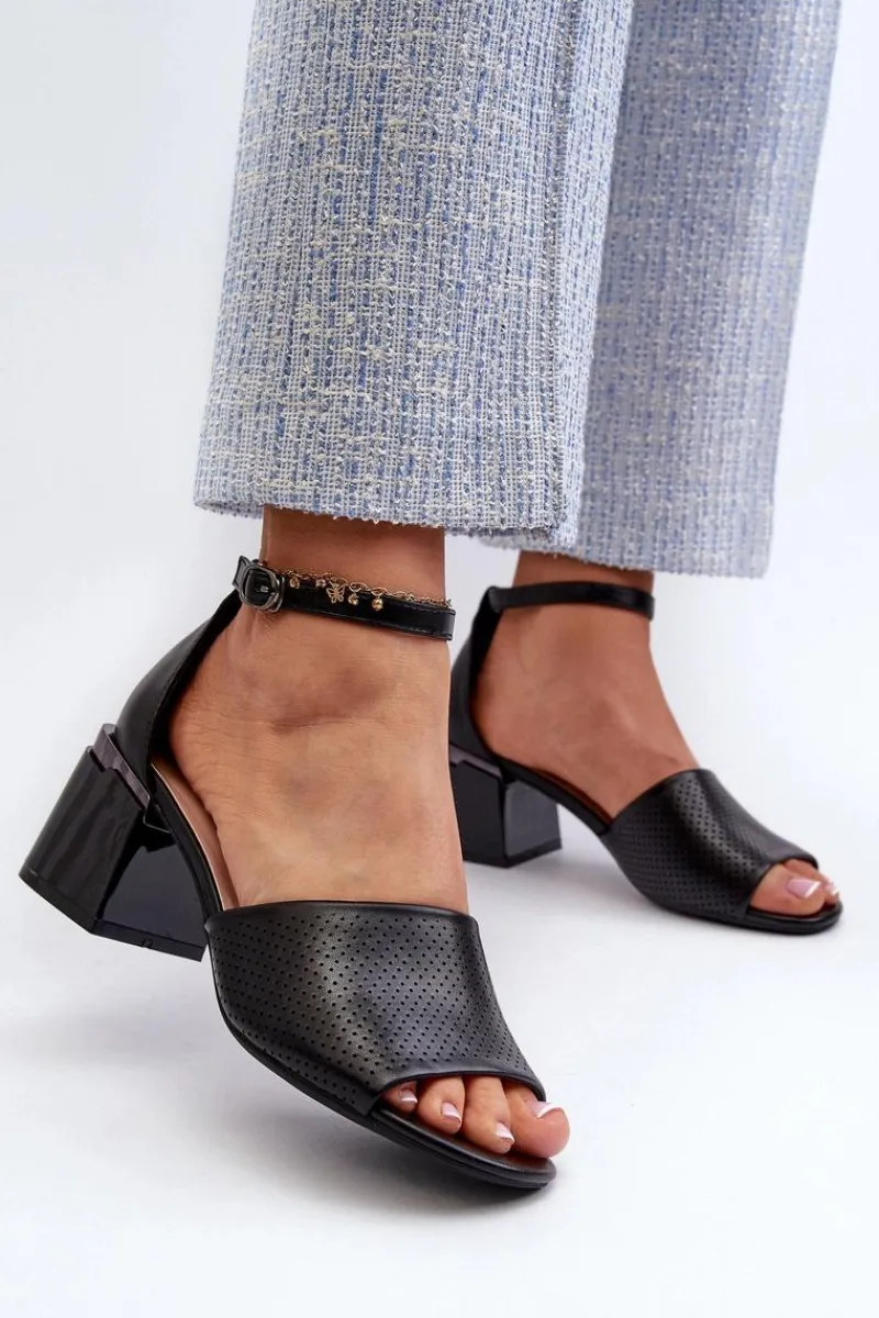 Sale Buty damskie Vinceza Sandały Damskie Na Obcasie Z Eko Skóry Czarne Horissa