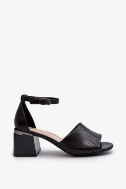 Sale Buty damskie Vinceza Sandały Damskie Na Obcasie Z Eko Skóry Czarne Horissa