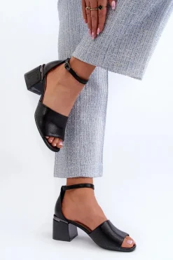 Sale Buty damskie Vinceza Sandały Damskie Na Obcasie Z Eko Skóry Czarne Horissa