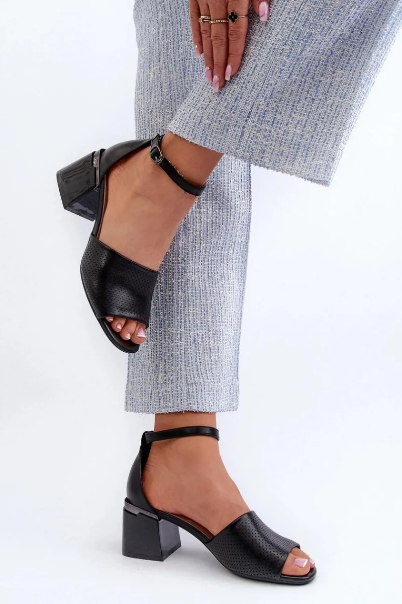 Sale Buty damskie Vinceza Sandały Damskie Na Obcasie Z Eko Skóry Czarne Horissa