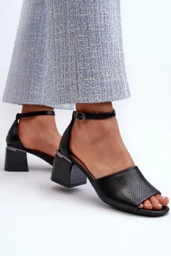 Sale Buty damskie Vinceza Sandały Damskie Na Obcasie Z Eko Skóry Czarne Horissa