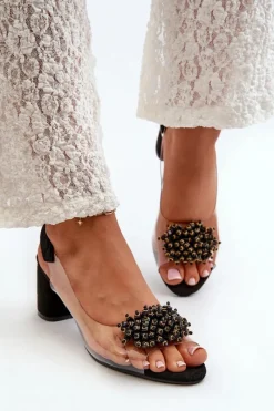 Sandały Na Obcasie>Evento Sandały Damskie Na Obcasie Z Transparentna Cholewką Czarne Aleola