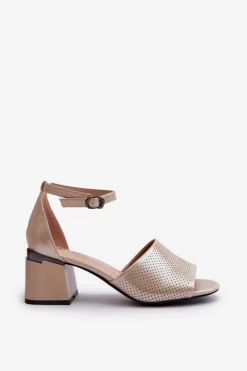 Clearance Buty damskie Vinceza Sandały Damskie Na Obcasie Z Eko Skóry Złote Horissa