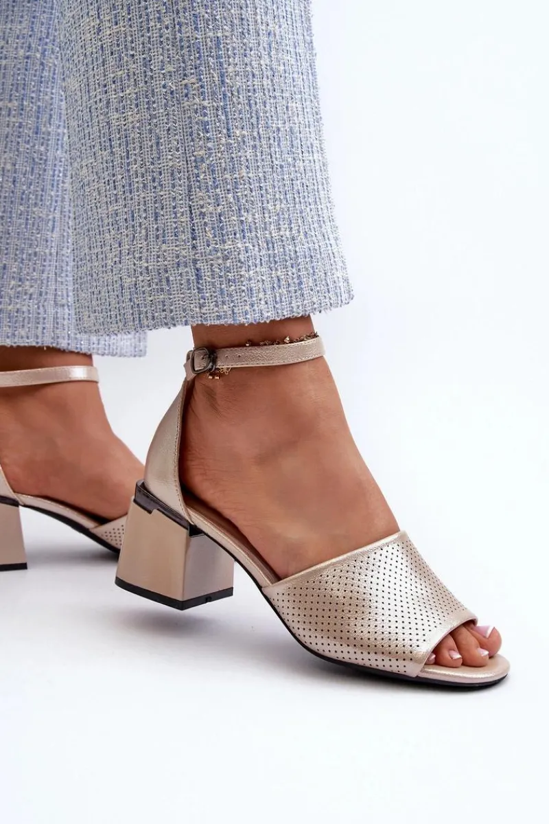 Clearance Buty damskie Vinceza Sandały Damskie Na Obcasie Z Eko Skóry Złote Horissa