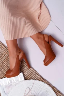 Discount Boto Sandały Damskie Na Obcasie Platformie Camel Lorajn