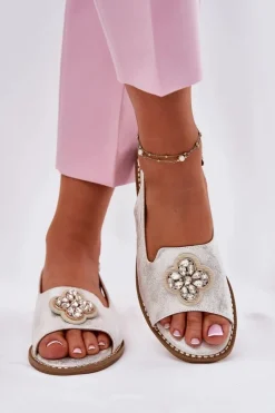 Sandały Płaskie><noscript><img width=