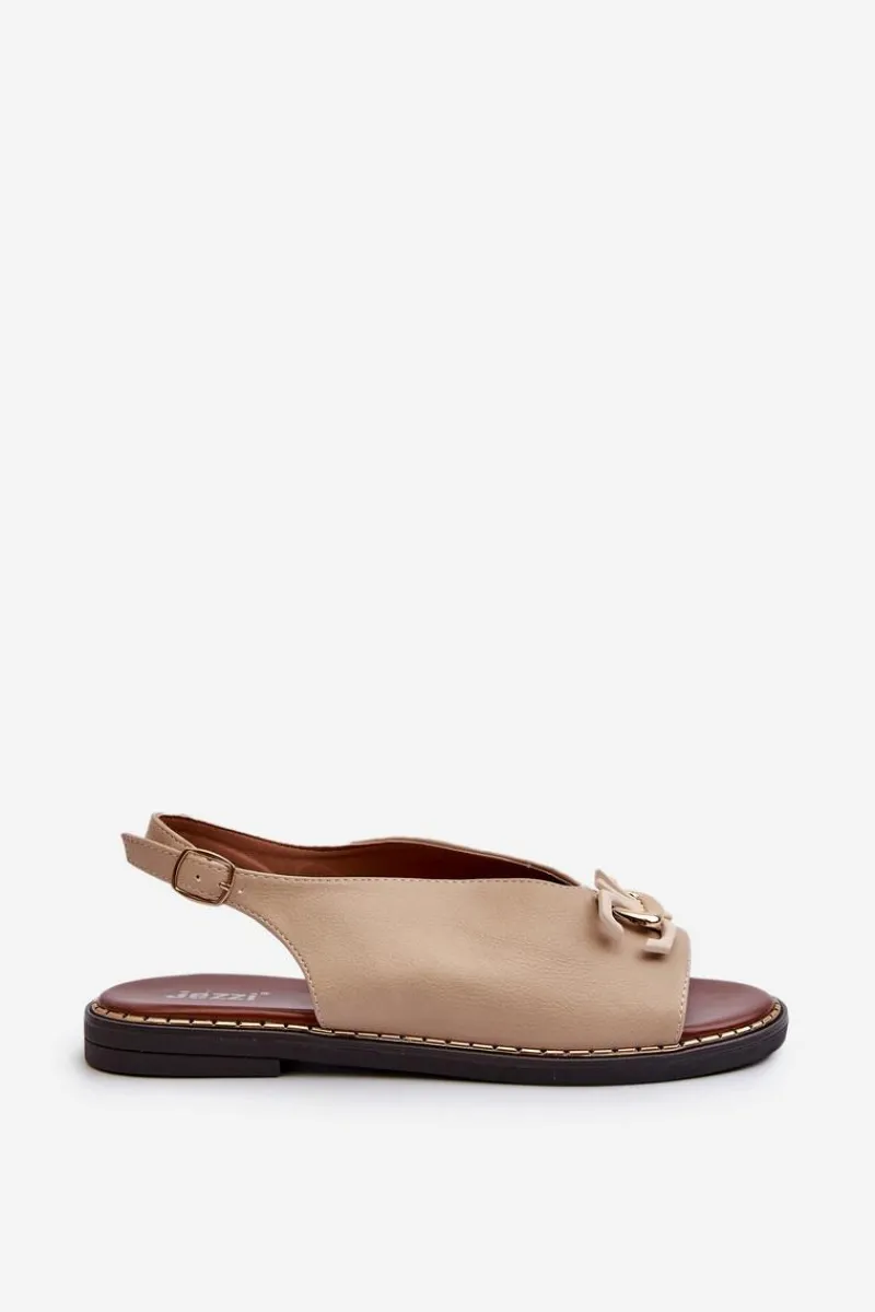 Sandały Płaskie>Boto Sandały Damskie Na Płaskim Obcasie Z Ozdobą Beżowe Loraeleh