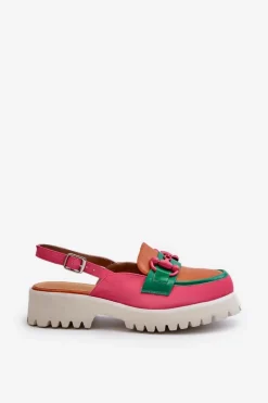 Sandały Płaskie></noscript>Damskie buty S.Barski Sandały Damskie Na Płaskim Obcasie Z Ozdobą Pomarańczowe D&A MR38-656