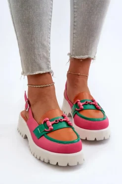 Sandały Płaskie></noscript>Damskie buty S.Barski Sandały Damskie Na Płaskim Obcasie Z Ozdobą Pomarańczowe D&A MR38-656