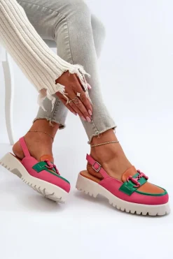 Sandały Płaskie></noscript>Damskie buty S.Barski Sandały Damskie Na Płaskim Obcasie Z Ozdobą Pomarańczowe D&A MR38-656