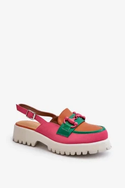 Sandały Płaskie></noscript>Damskie buty S.Barski Sandały Damskie Na Płaskim Obcasie Z Ozdobą Pomarańczowe D&A MR38-656