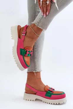 Sandały Płaskie></noscript>Damskie buty S.Barski Sandały Damskie Na Płaskim Obcasie Z Ozdobą Pomarańczowe D&A MR38-656