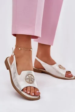 Sandały Płaskie></noscript>Damskie buty S.Barski Sandały Damskie Na Płaskim Obcasie Z Ozdobą S.Barski KV51-002 Srebrne Srebrny