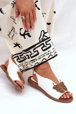 Sandały Płaskie><noscript><img width=