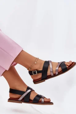 Sandały Płaskie><noscript><img width=