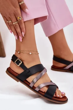 Sandały Płaskie><noscript><img width=