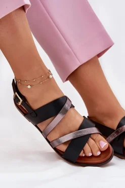 Sandały Płaskie><noscript><img width=