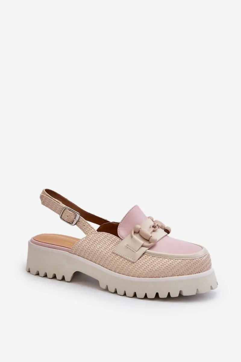 Outlet Sandały Damskie Na Płaskim Obcasie Z Ozdobą Beżowe D&A MR38-656 Damskie Sandały Płaskie