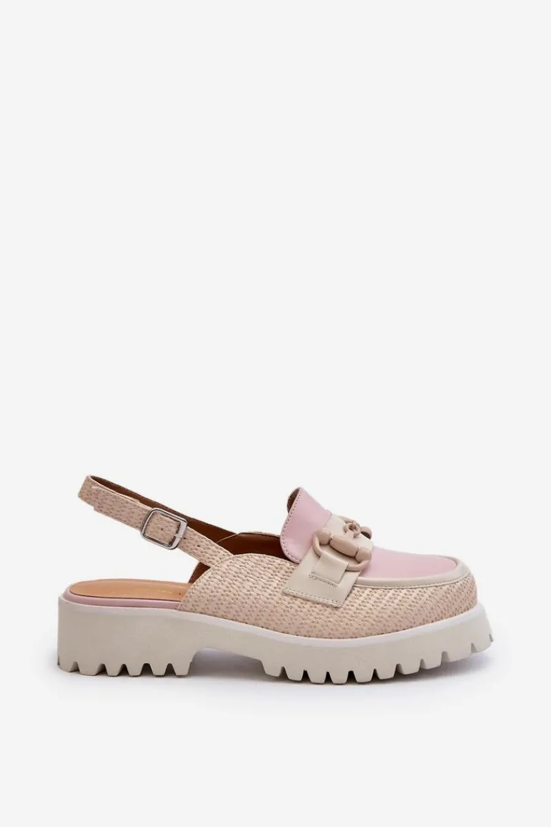 Outlet Sandały Damskie Na Płaskim Obcasie Z Ozdobą Beżowe D&A MR38-656 Damskie Sandały Płaskie