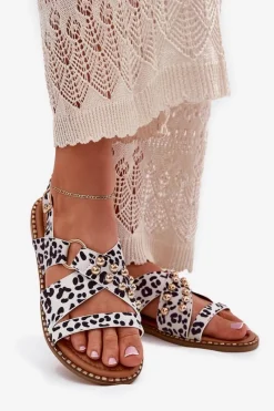 Sandały Płaskie><noscript><img width=