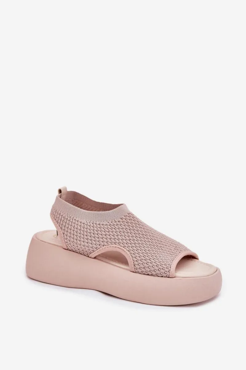 Sandały Płaskie>Boto Sandały Damskie Na Platformie Beżowe Kavira