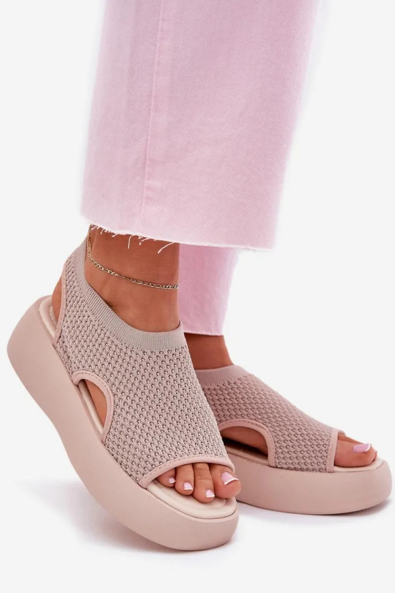 Sandały Płaskie>Boto Sandały Damskie Na Platformie Beżowe Kavira