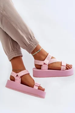 Clearance Sandały Damskie Na Platformie Big Star NN274A529 Różowe Damskie Sandały Big Star|Sandały Płaskie