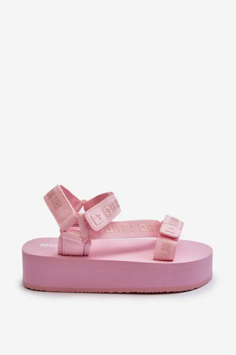 Clearance Sandały Damskie Na Platformie Big Star NN274A529 Różowe Damskie Sandały Big Star|Sandały Płaskie