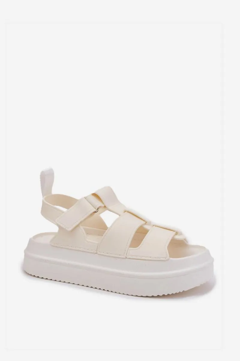 Sandały Płaskie>Boto Sandały Damskie Na Platformie Ecru Nitavelia