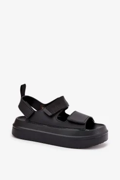 Hot Boto Sandały Damskie Na Platformie Z Rzepami Czarne Nitepira Czarny