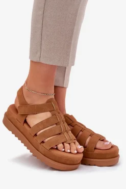 Sandały Płaskie><noscript><img width=