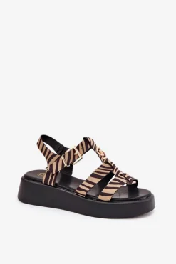 Sandały Płaskie><noscript><img width=