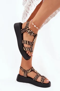 Sandały Płaskie><noscript><img width=