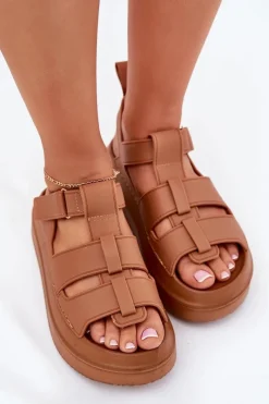 Sandały Płaskie>Boto Sandały Damskie Na Platformie Camel Nitavelia Brązowy