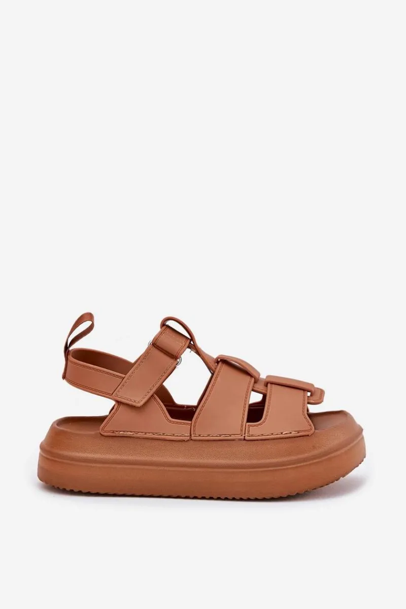 Sandały Płaskie>Boto Sandały Damskie Na Platformie Camel Nitavelia Brązowy