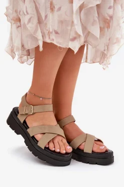 Sandały Płaskie><noscript><img width=