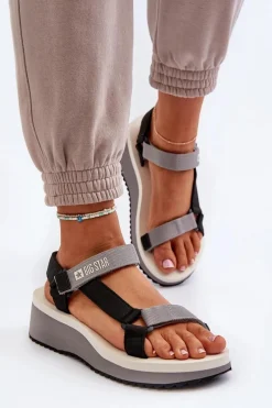 Sandały Big Star|Sandały Na Koturnie>Big Star Shoes Sandały Damskie Na Platformie I Koturnie Big Star NN274A054 Szare Szary