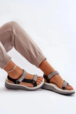 Sandały Big Star|Sandały Na Koturnie>Big Star Shoes Sandały Damskie Na Platformie I Koturnie Big Star NN274A054 Szare Szary