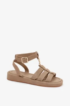 Sandały Płaskie><noscript><img width=