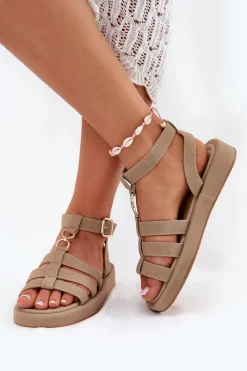 Sandały Płaskie><noscript><img width=