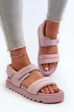 Sandały Big Star|Sandały Płaskie>Big Star Shoes Sandały Damskie Na Platformie Big Star NN274753 Różowe Różowy