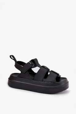 New Boto Sandały Damskie Na Platformie Czarne Nitavelia Czarny