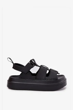 New Boto Sandały Damskie Na Platformie Czarne Nitavelia Czarny