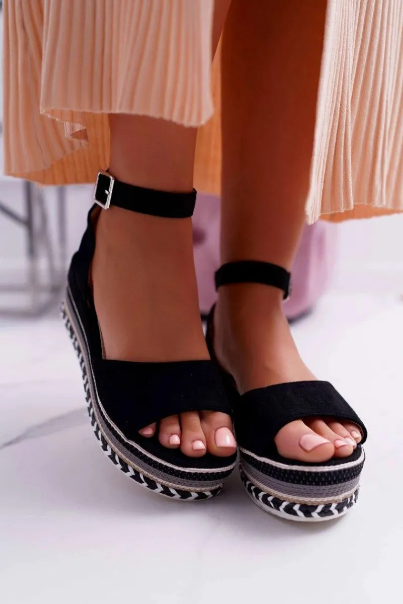 Sandały Płaskie>Boto Sandały Damskie Na Platformie Czarne Arielle