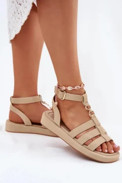 Sandały Płaskie><noscript><img width=