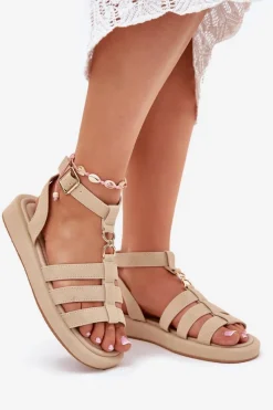 Sandały Płaskie><noscript><img width=