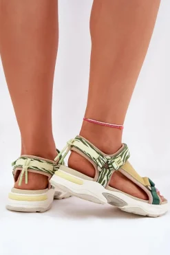 Hot D.Franklin Sandały Damskie Na Rzepy DFSH406003 Zielone Zielony