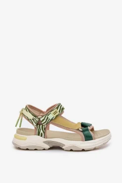 Hot D.Franklin Sandały Damskie Na Rzepy DFSH406003 Zielone Zielony