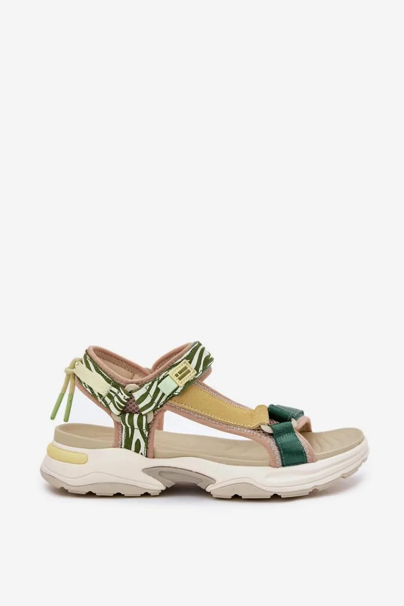 Hot D.Franklin Sandały Damskie Na Rzepy DFSH406003 Zielone Zielony