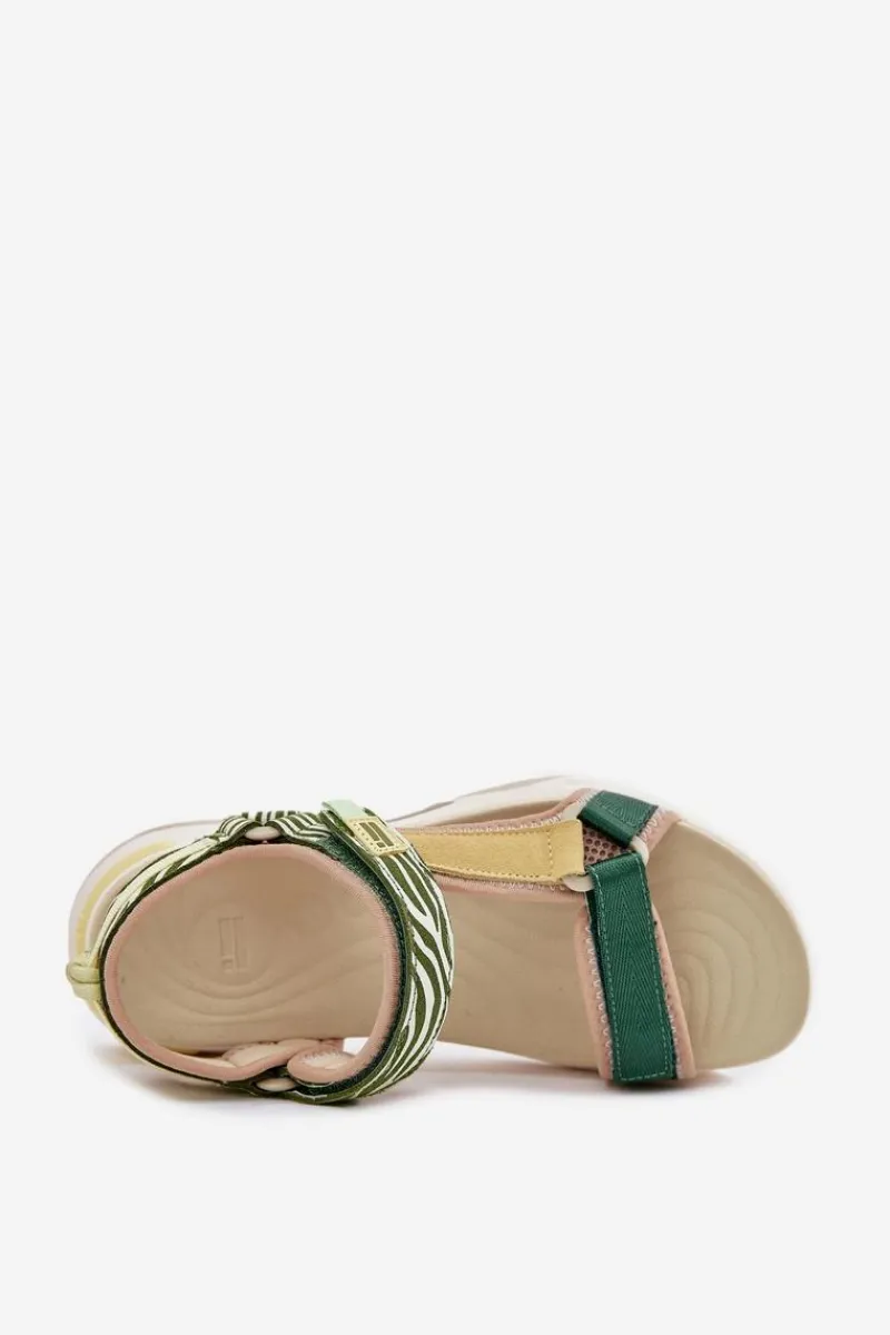 Hot D.Franklin Sandały Damskie Na Rzepy DFSH406003 Zielone Zielony